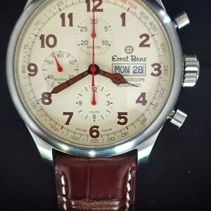 Chronoscope Cream Dial Brown Leather Watch